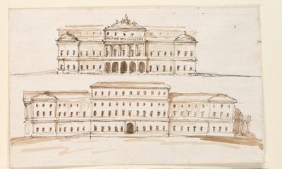 Two Elevations of the Central Part of a Palace by Giuseppe Barberi