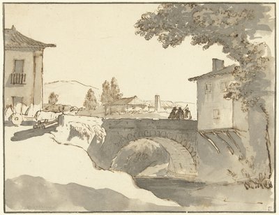 Village View in Alcobaça in Portugal by Giuseppe Bernardino Bison (possibly)
