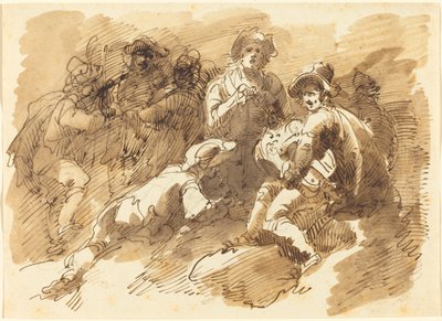 A Convivial Gathering with a Man Playing a Hurdy-Gurdy by Giuseppe Bernardino Bison