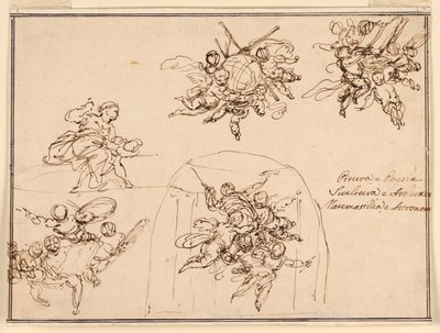 Sketches for wall paintings: Arts and Sciences by Giuseppe Bernardino Bison