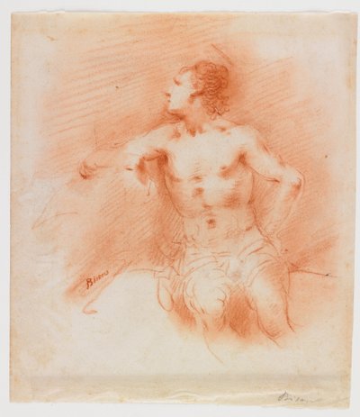 Study of a Young Male Nude Seated by Giuseppe Bernardino Bison