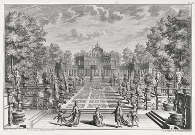 Setting for an opera in a garden, from Architectus Theatralis Primarius, engraved by Johann Andreas Pfeffel by Giuseppe Bibiena