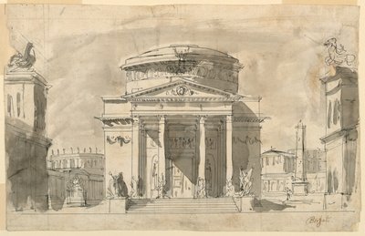 Stage Design, Group of Antique Buildings by Giuseppe Borsato