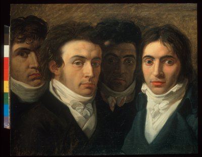 Self-portrait with Felice Bellotti, Gaetano Cattaneo and Carlo Porta by Giuseppe Bossi