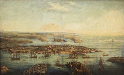 A View of Grand Harbour, Marsamxett and Valletta by Giuseppe Caloriti