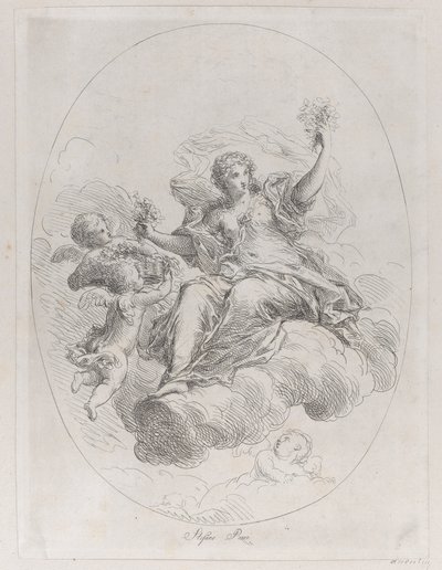 Allegorical figure on a cloud with putti, after Stefano Pozzi by Giuseppe Canale