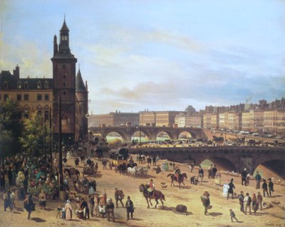 The Flower Market, the Clock Tower, the Pont au Change and the Pont Neuf by Giuseppe Canella