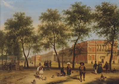 Presumed view of the Paseo del Prado with the Prado Museum, Madrid by Giuseppe Canella