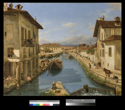 View of Naviglio Canal from the San Marco Bridge in Milan by Giuseppe Canella