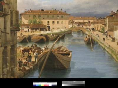 View of Naviglio Canal from the San Marco Bridge in Milan by Giuseppe Canella