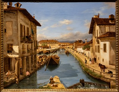 View of the Naviglio Canal from the Bridge of St. Mark, c.1850 by Giuseppe Canella