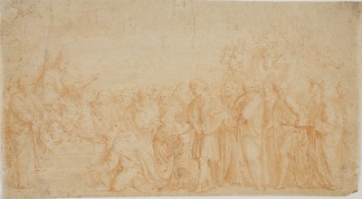 A Pope Enthroned Receiving Homage from a Crowd by Giuseppe Cesari