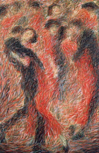 Tango, Woman Dressed in Red Dancing by Giuseppe Cominetti