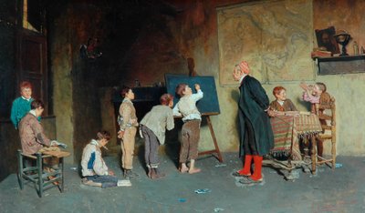 An Italian Village School by Giuseppe Costantini