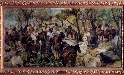 The Market in San Godenzo, Tuscany by Giuseppe Fattori