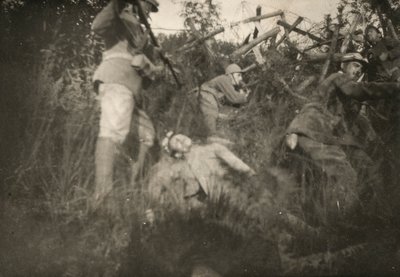 Simulation of an assault in a trench of the Carso during the First World War by Giuseppe Gentilini