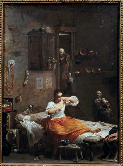 The woman with the flea by Giuseppe Maria Crespi