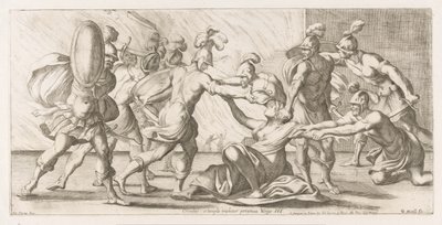 Greeks Dragging Cassandra from the Temple (Wanderings of Aeneas) by Giuseppe Maria Mitelli