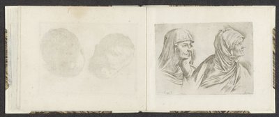 Two Busts of Older Women Facing Right by Giuseppe Maria Mitelli