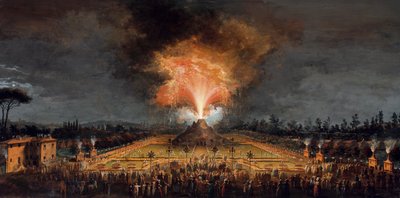 Celebration at Cascine in Honor of Ferdinand III, Volcano at Night by Giuseppe Maria Terreni
