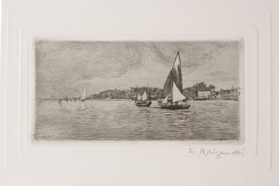 Boats in the Lagoon by Giuseppe Miti Zanetti