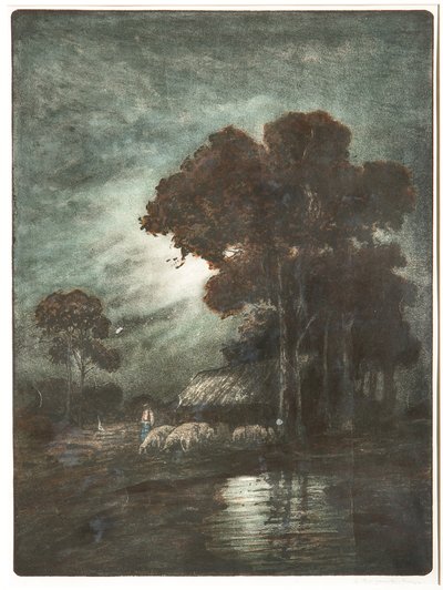 Landscape and Flock by Giuseppe Miti Zanetti