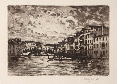 The Rialto Bridge in Venice by Giuseppe Miti Zanetti