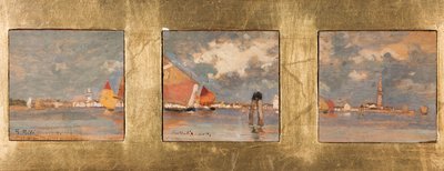 Triptych with Lagoon by Giuseppe Miti Zanetti