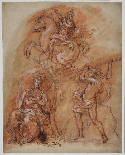 Allegory with an Equestrian Monument, Minerva and Neptune by Giuseppe Passeri