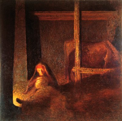 The old woman in the barn by Giuseppe Pellizza da Volpedo