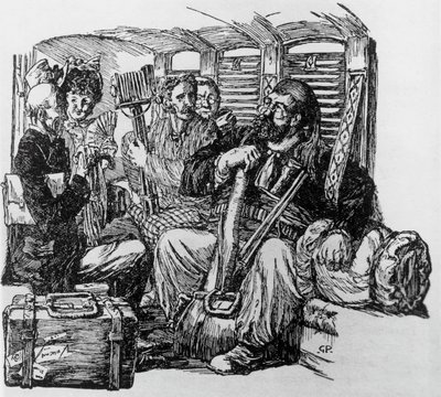 Tartarin in a carriage for Tartarin on the Alps by Alphonse Daudet, Milan by Giuseppe Porcheddu