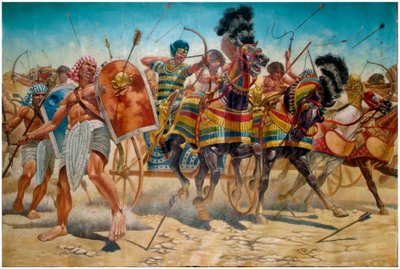 Pharaoh Ramses II and His Army During the Battle of Kadesh (Illustration) by Giuseppe Rava