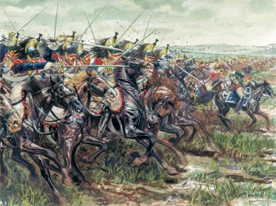 First Empire: Charge of the Battleships of the Great Army of Napoleon I - Illustration by Giuseppe Rava by Giuseppe Rava