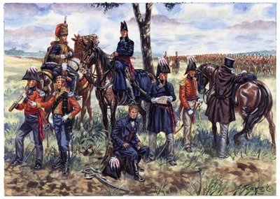 First Empire: Duke of Wellington Staff at the Battle of Waterloo on 18th June 1815 by Giuseppe Rava