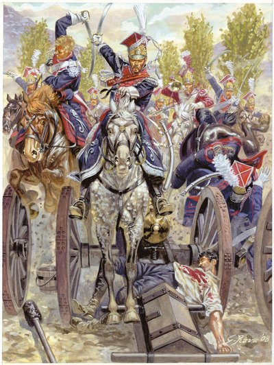 The Charge of the Polish Cavalry at the Battle of Somosierra in 1808 (Illustration by Giuseppe Rava) by Giuseppe Rava