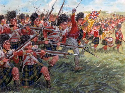 First Empire: The Charge of the Scottish Infantry at the Battle of Waterloo by Giuseppe Rava