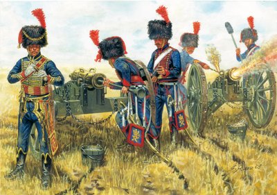 Soldiers of the Artillery of the Imperial Guard of Napoleon I at the Battle of Waterloo (Illustration) by Giuseppe Rava