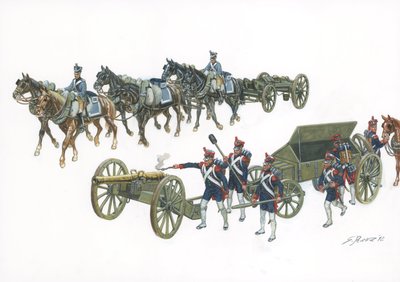 First empire: the Gribeauval artillery system by Jean Baptiste de Gribeauval (1715-1789) who reorganized the artillery under Louis XV - Illustration by Giuseppe Rava by Giuseppe Rava