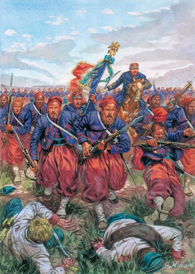 Italian Campaign of 1859: the charge of the Zouaves of the French Army of Napoleon III during the Battle of Solferino on 24 June 1859 by Giuseppe Rava
