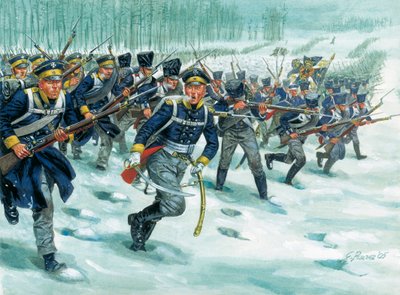 Landwehr of the Prussian Infantry on Snow by Giuseppe Rava
