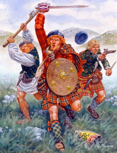 Last Jacobite rebellion: the charge of the Highlanders at the Battle of Culloden in 1746 by Giuseppe Rava