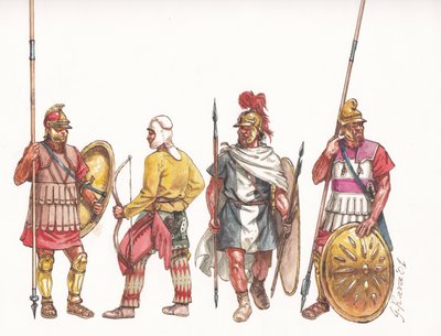 Macedonian army phalangitis pikeman archer and Persian Mercenary by Giuseppe Rava