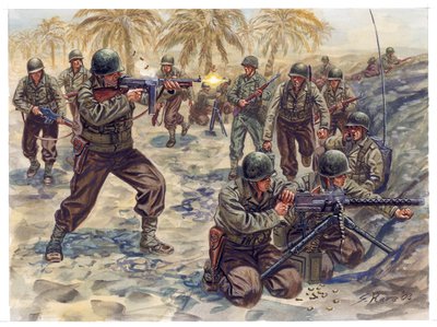 Second World War, Tunisia Campaign: American Infantry Offensive in the Battle of Tunisia by Giuseppe Rava