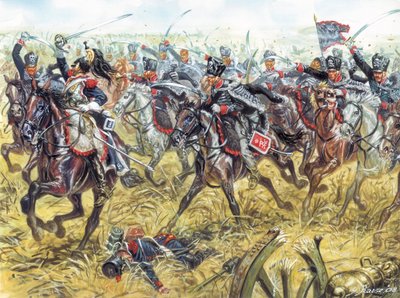 The Hussars of Death of the Prussian Army, circa 1810 - Illustration by Giuseppe Rava by Giuseppe Rava