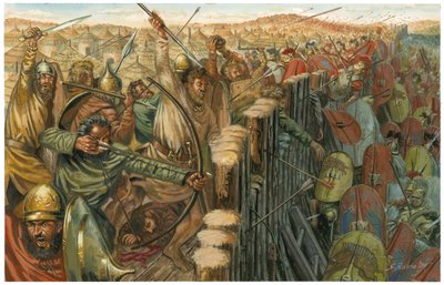 The armies of Alexander the Great Storms in City by Giuseppe Rava