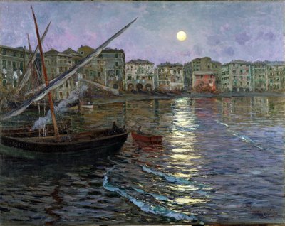 Port in the Moonlight by Giuseppe Sacheri
