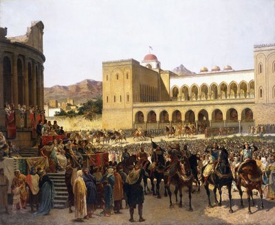 The Exit of Ruggero I, King of Sicily, from the Palazzo Reale by Giuseppe Sciuti