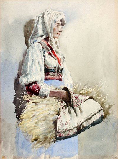 Italian Peasant Woman by Giuseppe Signorini