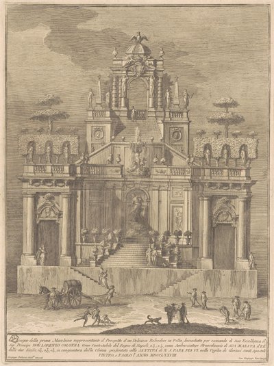 The Prima Macchina for the Chinea of 1778: A Countryside Belvedere with Hercules and Antaeus by Giuseppe Vasi, after Giuseppe Palazzi