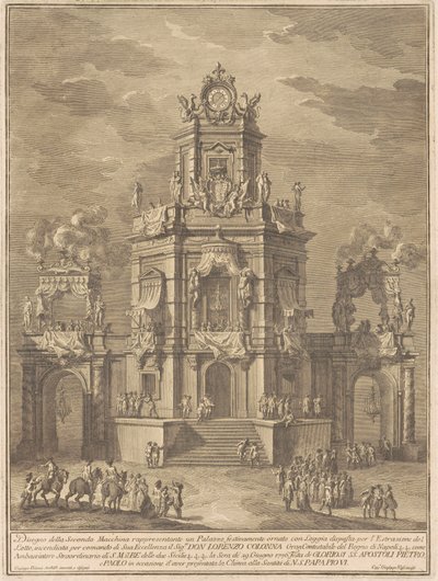 The Seconda Macchina for the Chinea of 1776: A Palace with a Loggia for the Lottery Draw by Giuseppe Vasi, after Giuseppe Palazzi